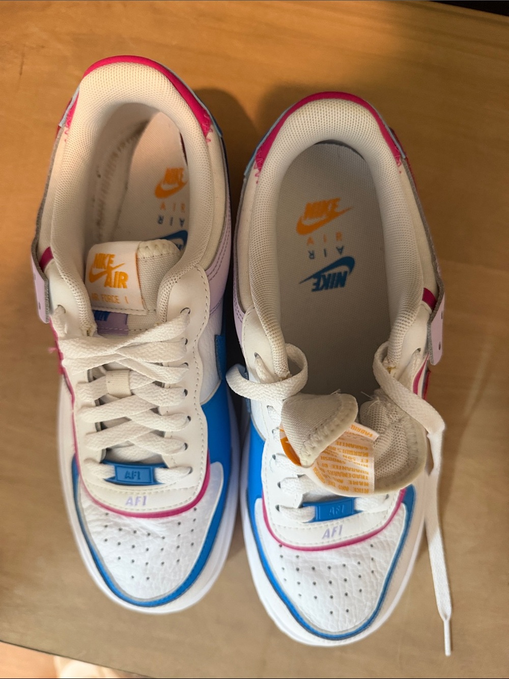 Nike White Low-Top Sneakers with Blue, Pink, Purple & Orange Accents - Picture 4 of 4